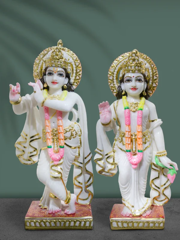 1.5 Feet Radha Krishna Makrana Marble Murti