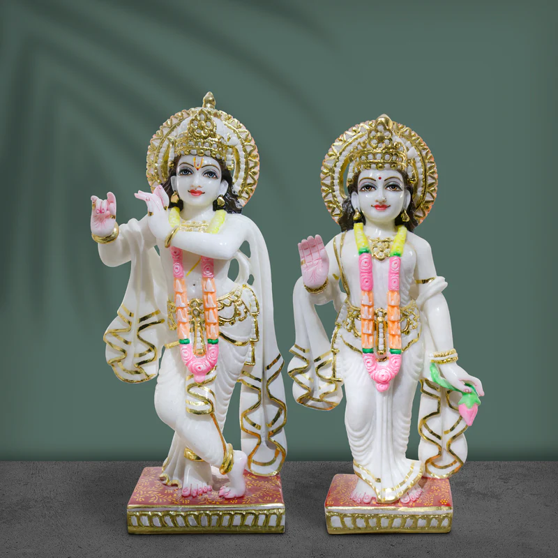1.5 Feet Radha Krishna Makrana Marble Murti 1.5 Feet Radha Krishna Makrana Marble Murti