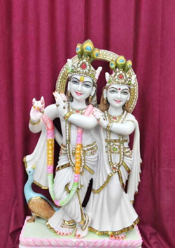 2 Feet Radha Krishna Makrana Marble Murti