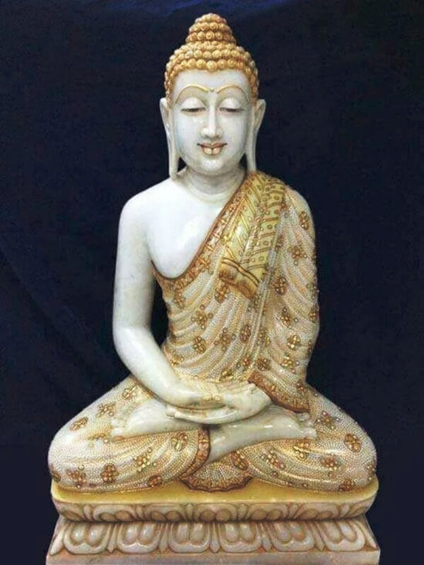 2 Feet Buddha Makrana Marble Murti