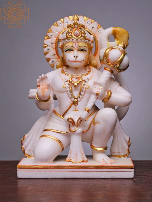 2 Feet Hanuman ji Makrana Marble Murti