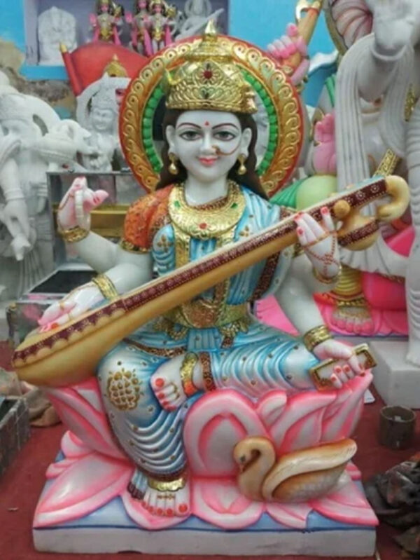 2 Feet Saraswati Mata Marble Statue