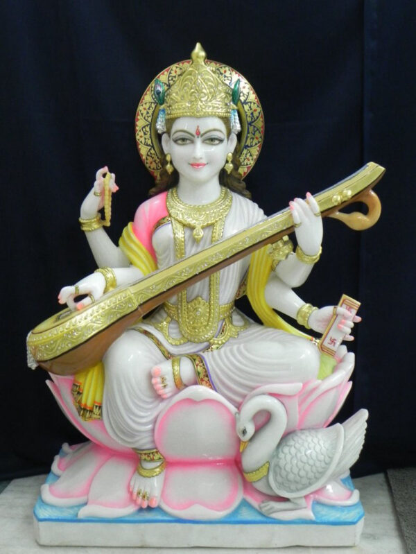 2 Feet Saraswati Makrana Marble Murti